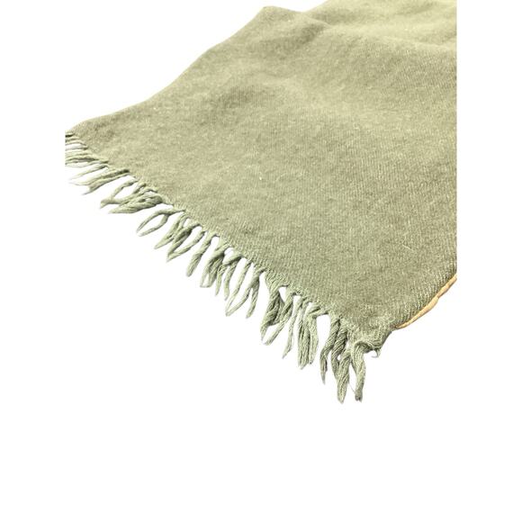 VTG Hermes Scarf Unisex 1Size Rectangle 100%Silk & Cashmere Fringes Green &Brown - Picture 6 of 9
